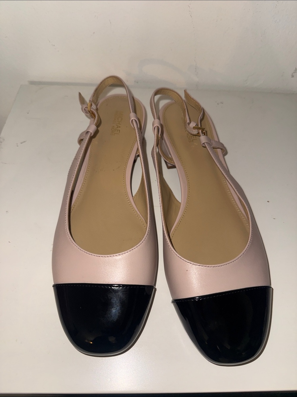 Michael Kors Two-Tone Slingback Flats - Pale Pink and Black